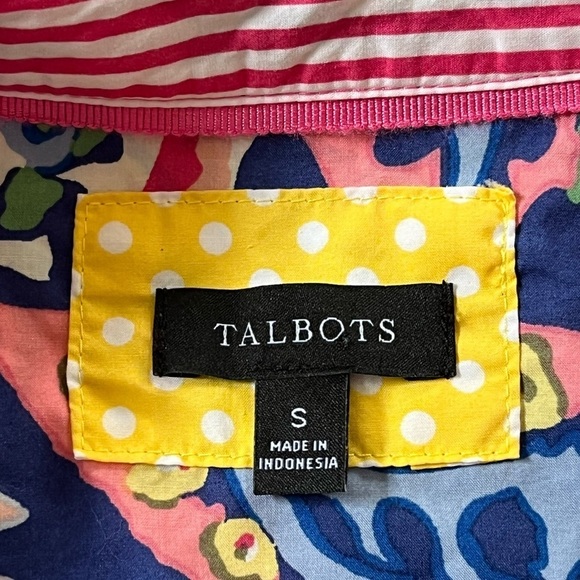 Talbots Multicolored 100% Cotton Button-up Shirt Floral Leaf Paisley Size Small - Picture 9 of 13